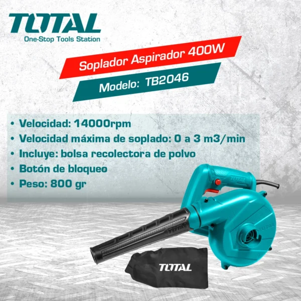 Sopladora Aspiradora Hojas Jardin 400w Total 14000 Rpm - Image 2